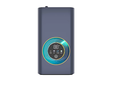 Modern Blue Electronic Device Featuring Circular Digital Display And Golden Border 3d model