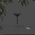 Transparent Glass Table Lamp With Wine Glass Inspired Smoky Gray Shade And Green Leaves