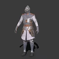 Medieval Character Wearing Silver Copper Metal Full Body Armor With White Underlayer Standing Pose