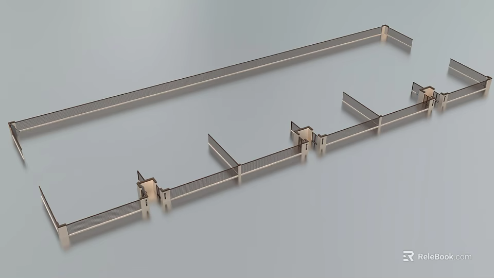 Architectural Building Exterior Wall Design With Modern Metal Frame And Linear Structure Elements 3d model