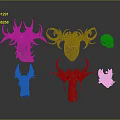 3D Dragon Head Models For Game Film Characters With Metallic Texture And Horned Design