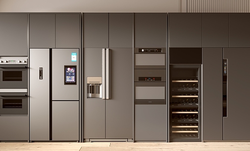 Modern refrigerator combination oven double door refrigerator cabinet combination 3d model