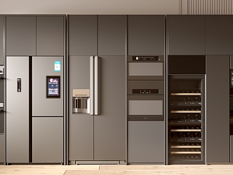 Modern refrigerator combination oven double door refrigerator cabinet combination 3d model