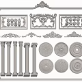 Elegant Carved Decorative Elements With Panels Columns And Circular Ornaments For Interior Design