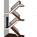 Modern Interior Staircase Design With Gray Stone Steps And Black Railing 3d model