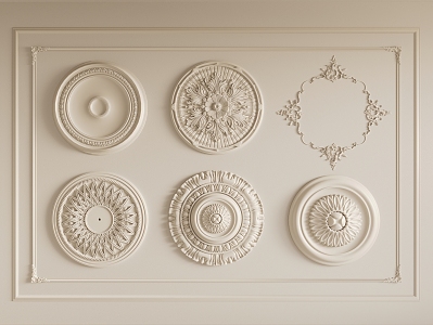 Gypsum lamp panel carved lamp panel chandelier base round lamp panel gypsum component 3d model