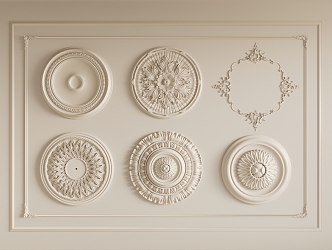 Gypsum lamp panel carved lamp panel chandelier base round lamp panel gypsum component 3d model