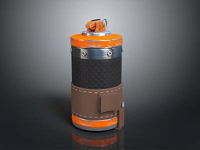 Orange Black Kitchen Appliance With Brown Leather Strap And Modern Design 3d model