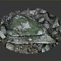 Decorative Wooden Stone Structure With Natural Texture Moss Pebbles And Fallen Leaves