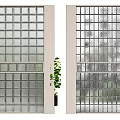 Modern Decorative Wall Designs With Glass Block Brick Patterns And Green Plants