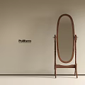 Oval Shaped Floor Standing Mirror with Wooden Frame and Poliform Design 3d model