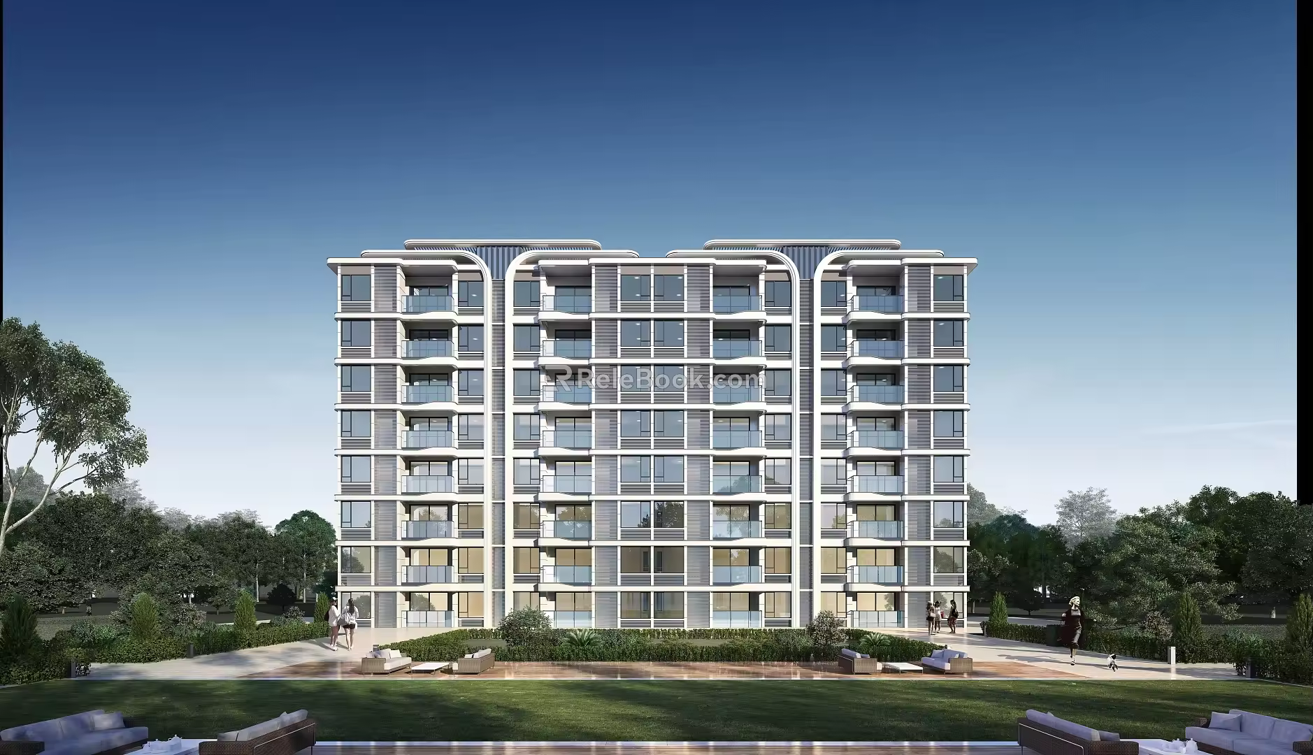 Modern Residential Building Simple Multi-storey House 3d model