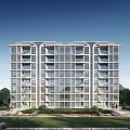 Modern Residential Building Simple Multi-storey House 3d model