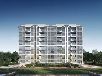 Modern Residential Building Simple Multi-storey House 3d model