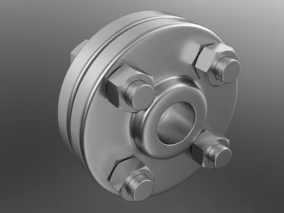 Polished Metal Flange Component With Hex Bolts For Industrial Machinery 3d model