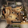 Lively Commercial Street With Outdoor Seating Green Plants Boutique Shops And Warm Ambient Lighting
