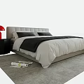 Kids Bed With Light Gray Headboard White Black Bedding Red Lamp And Black Nightstand