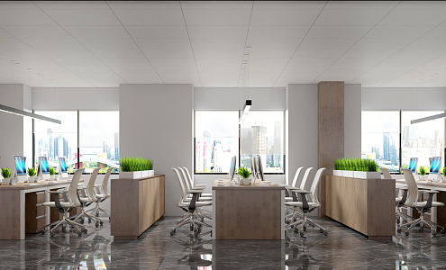 Modern public office area 3d model