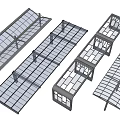 Sturdy Metal Garden Trellis Structures With Grid Design And Support Frames 3d model