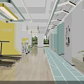 Spacious Fitness Gym Interior With Billiard Table Track Lines And Sports Mural