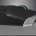 Black Wired Gaming Mouse With Green Glowing Accents And Ergonomic Design