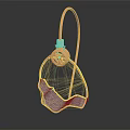 Abstract Red Sculpture With Wavy Design Loop Top And Central Decorative Element