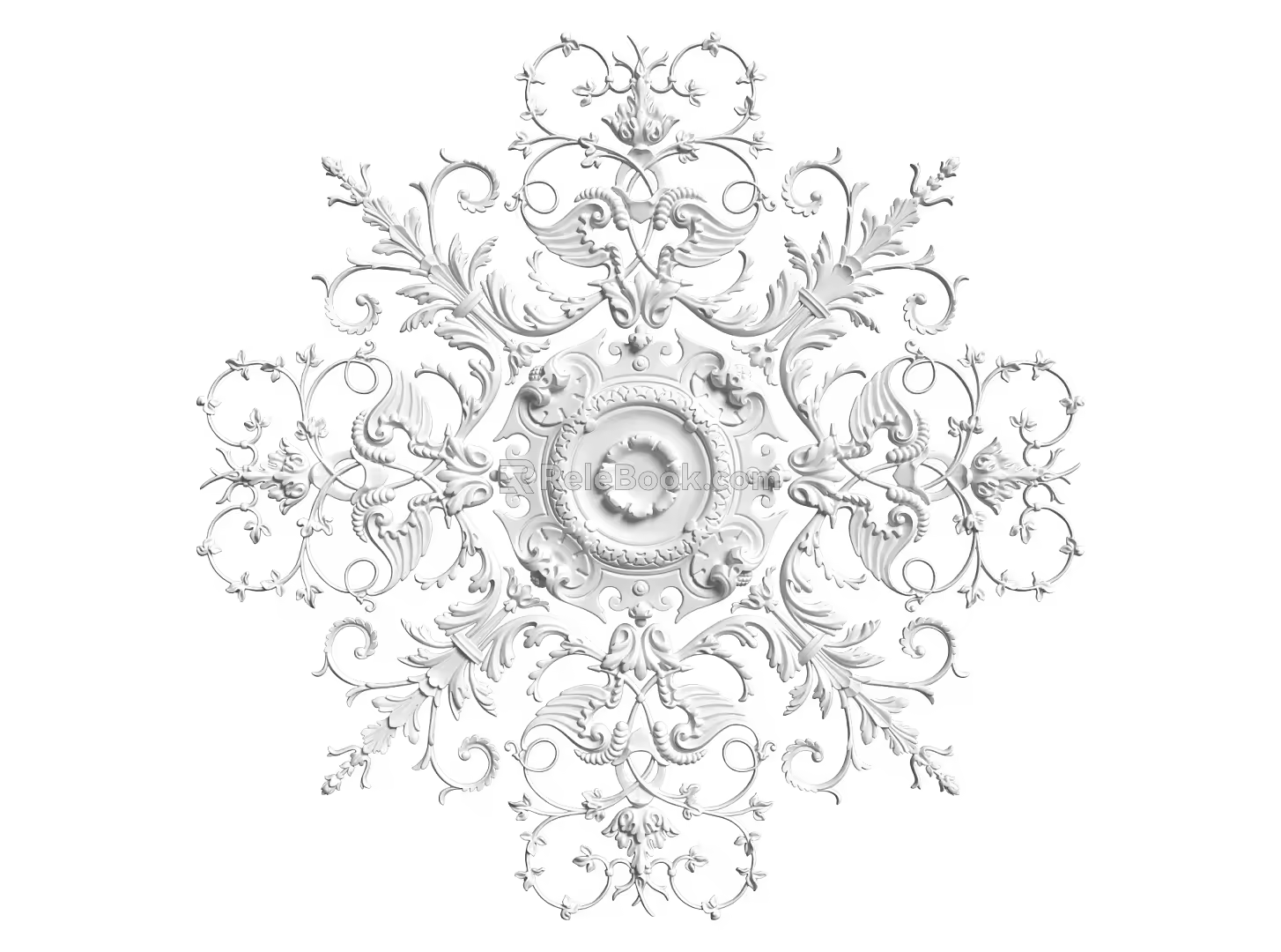 European-style lamp panel gypsum component carved 3d model