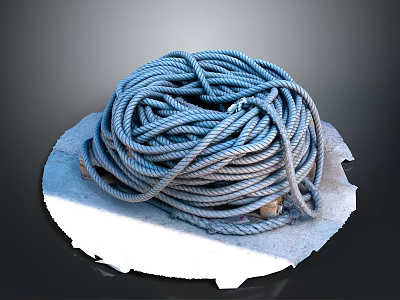 Blue Rope For Daily Life Supplies Coiled On White Circular Surface 3d model