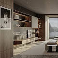 Modern Living Room Interior With Large Windows Sofa Floor Lamp And Plants