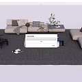 Modern Sofa Coffee Table Combination With Marble Top Pillows and Area Rug 3d model