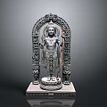 Intricate Figure Sculpture With Detailed Carvings Ornate Arch Design And Decorative Base