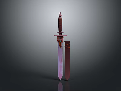 Traditional Weapon Sword With Metal Blade Hilt And Ornate Scabbard Design 3d model