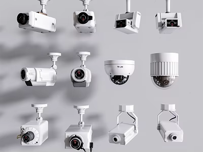 Various Projection Surveillance Cameras with Dome Bullet and PTZ Designs 3d model