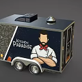 Mobile Kitchen Paradise Food Truck With Blue White Exterior Chalkboard Menu And Wheels