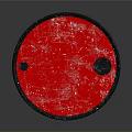 Rusty Red Oil Barrel With Black Metal Hoops And Yellow Warning Sign And Flame Symbol