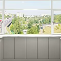 Modern Kitchen With White Cabinets White Wall Tiles Coffee Machine And Window View