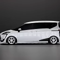 White Toyota MPV With Custom Black Front Fascia Side Skirts And Silver Alloy Wheels