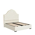 Elegant Modern Ivory Tufted Arched Headboard Double Bed Frame With Wooden Slats