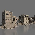 Damaged Building Components Including Collapsed Walls And Rubble In Urban Ruins