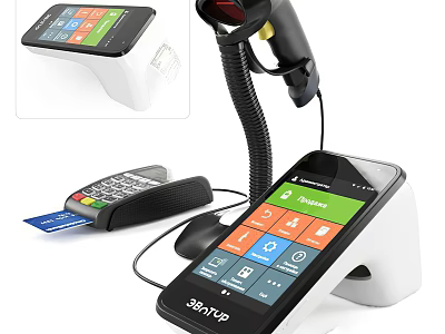 Commercial Payment POS Equipment With Touchscreen Terminal Barcode Scanner And Credit Card Reader 3d model