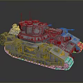 Detailed Gray Military Tank With Turret Cannon Barrel Tracks And Yellow Emblems