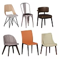 Modern Stylish Dining Chairs With Various Designs Different Colors And Leg Styles 3d model