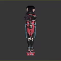 Two Female Characters With Long Black Purple Hair In Tight Pink Black Creature Outfits