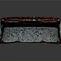 European Style Carved Sofa With Blue Diamond Patterned Fabric And Red Wooden Armrests