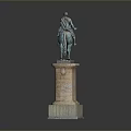 Man on Horseback Bronze Statue with Detailed Stone Pedestal and Classic Design