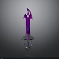 Fantasy Weapon Mythical Sword With Purple Pink Gradient Blade And Decorative Hilt With Gemstones