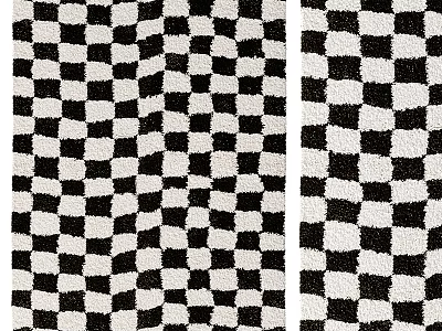 Stylish Black and White Checkered Square Rug with Classic Pattern Design 3d model