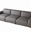 Modern Gray Leather Sectional Sofa with Sleek Design and Comfortable Seats 3d model