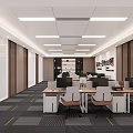 Modern Public Office Area Interior With Open Layout Desks Computers Chairs And Lighting 3d model