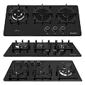 Gas Stoves With Multiple Burners In Black White And Gray Marble For Kitchen Cooking